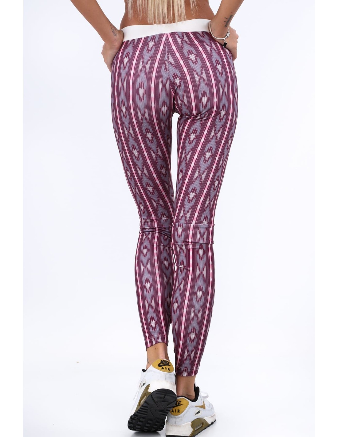 Pink sports leggings with patterns MR11514 - Online store - Boutique